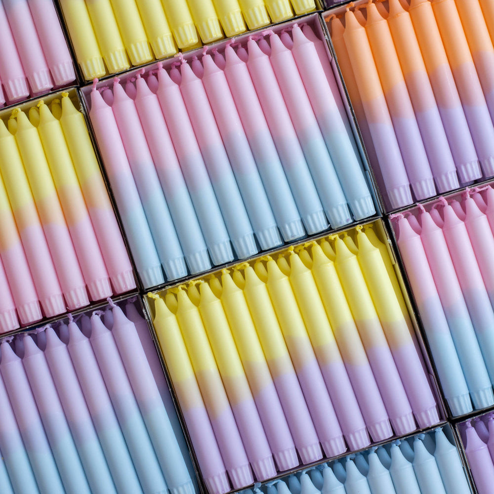 Taper Candles - Pastel Orange & Purple