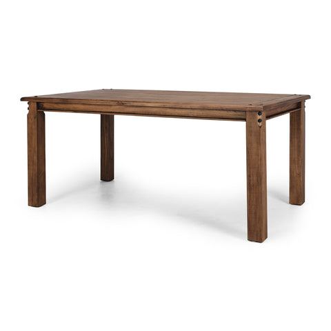 Solid pine dining table on a white background, shown from an angled view