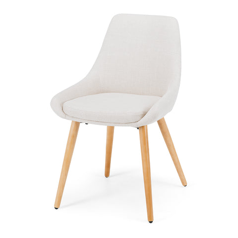 Cream Bari dining chair with natural oak legs, front angled view