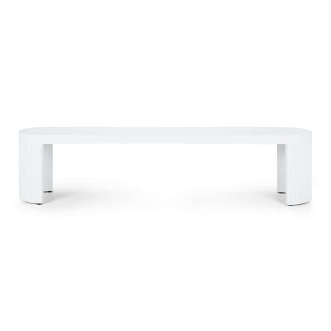 Palisade white concrete outdoor bench, front view