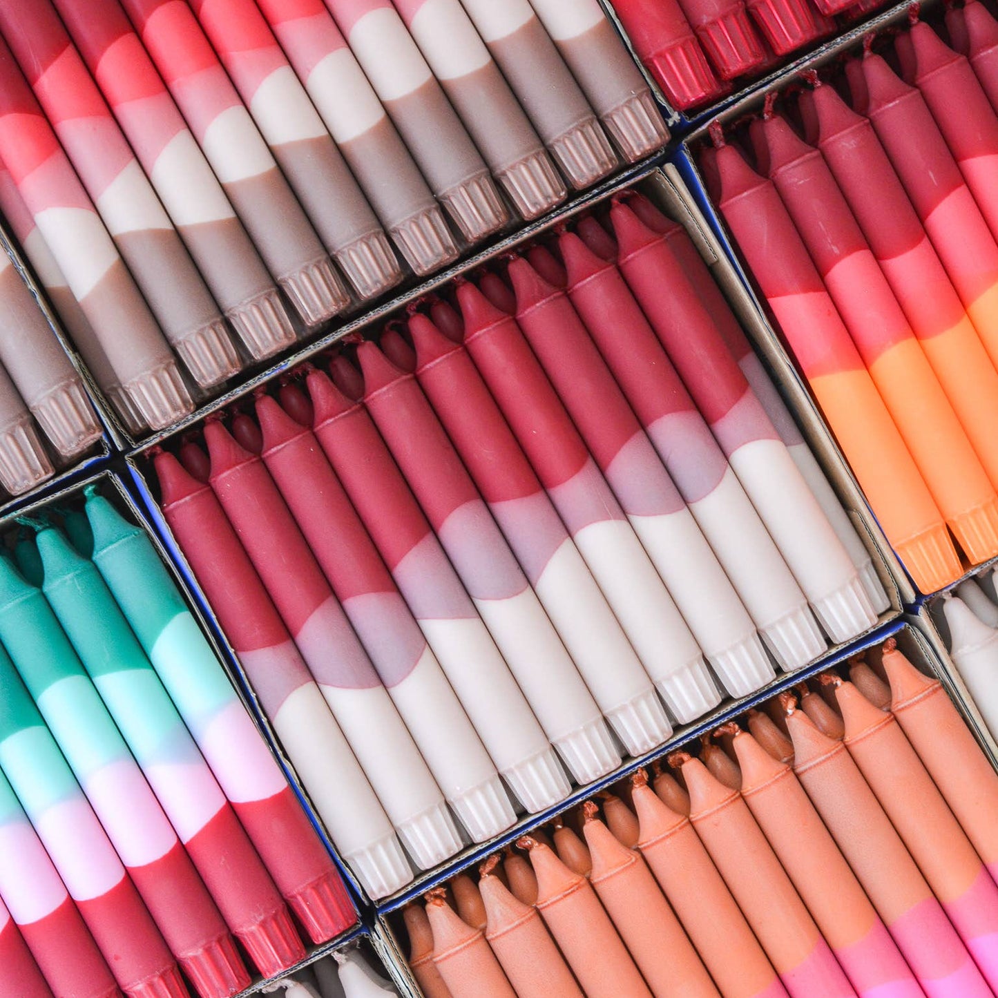 Taper Candles - Burgundy & Beige