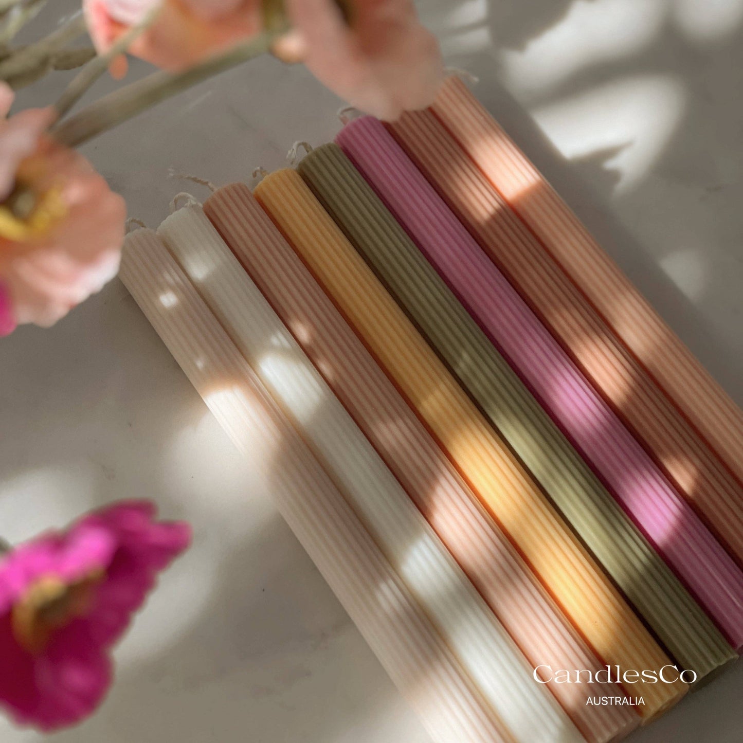 Ribbed Taper Candle - Almond / Unscented