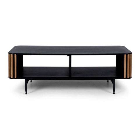 Linea oak and black coffee table, angled view