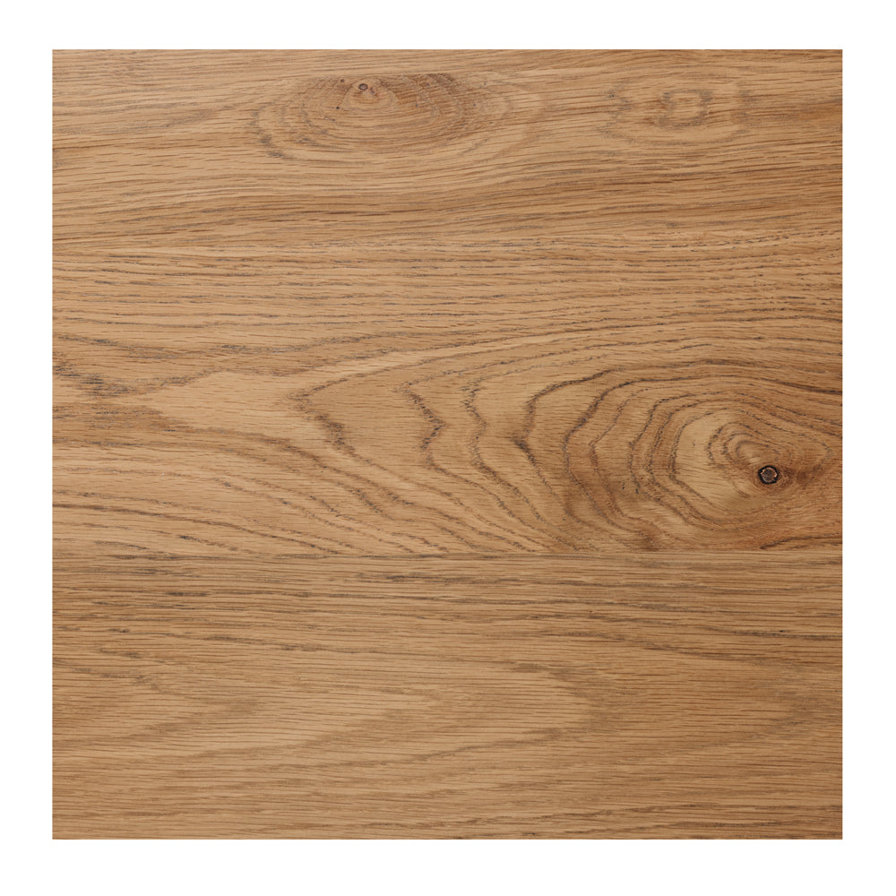 
                      
                        Detailed view of solid smoked oak grain, highlighting the natural patterns and texture of the Reeves Dining Table top surface.
                      
                    