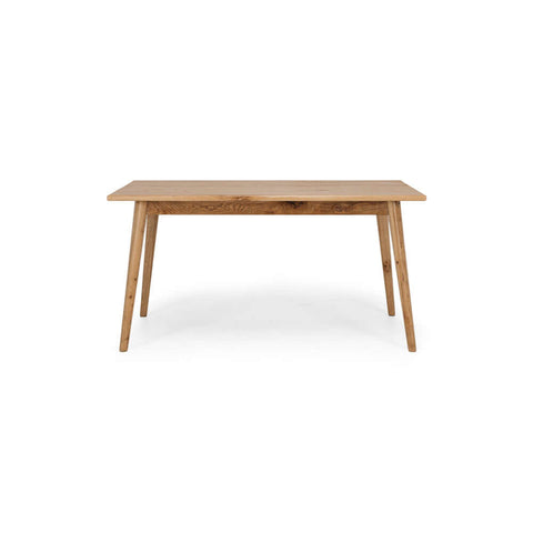 Reeves compact smoked-oak dining table, angled view
