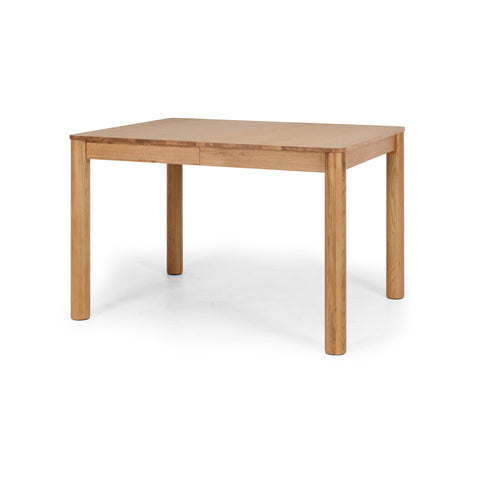 Oliver compact oak extension table, angled view
