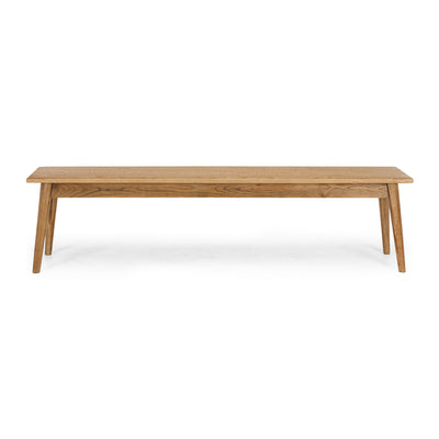 Reeves Bench - 180 in solid smoked oak with natural grain and tapered legs, polished finish for a soft-touch feel.