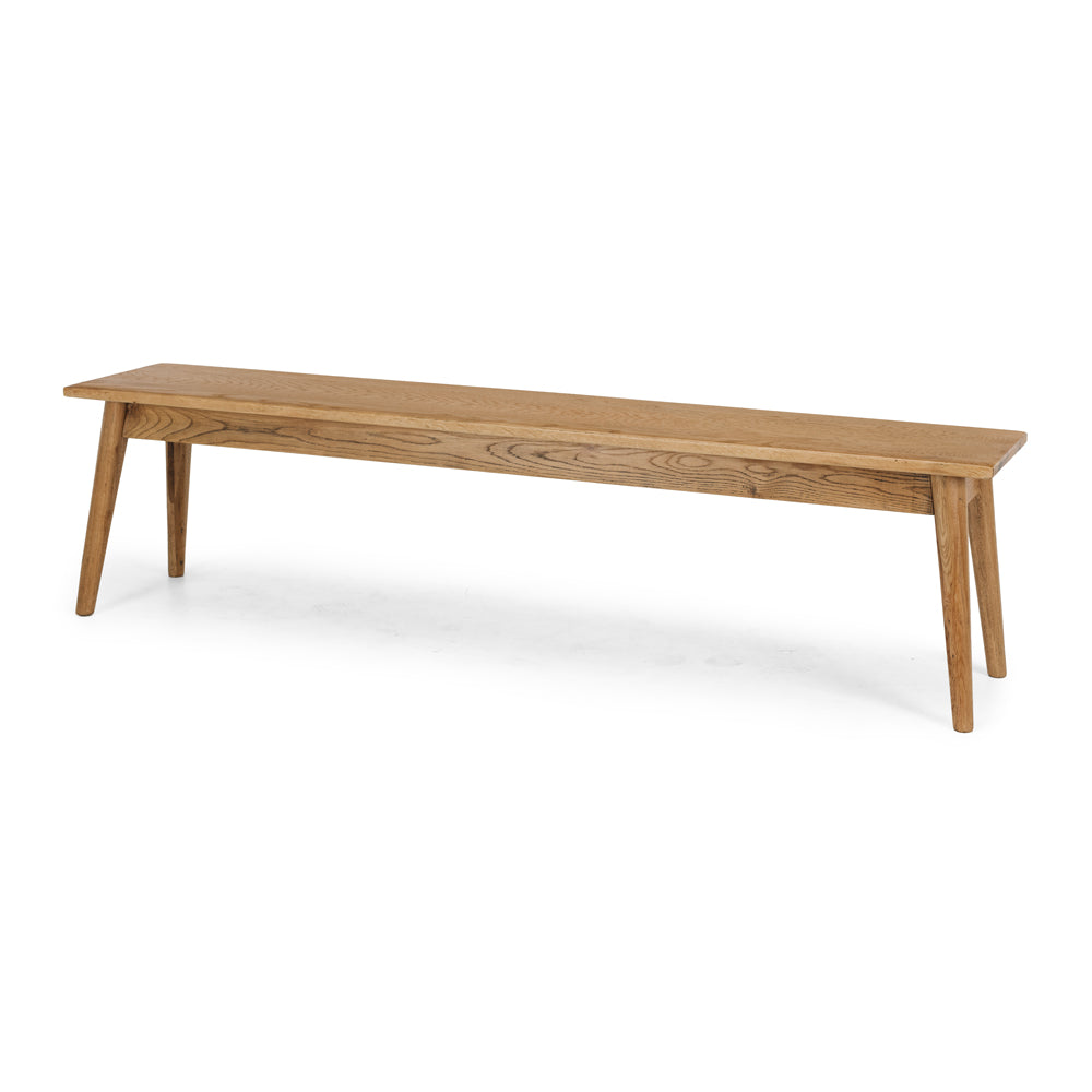 
                      
                        Reeves Bench 180 crafted from solid smoked oak with natural grain, polished finish, and tapered legs for style and durability.
                      
                    