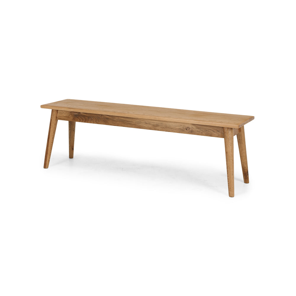 
                      
                        Reeves Dining Bench crafted from solid smoked oak with tapered legs, smooth finish, and bold natural grain.
                      
                    