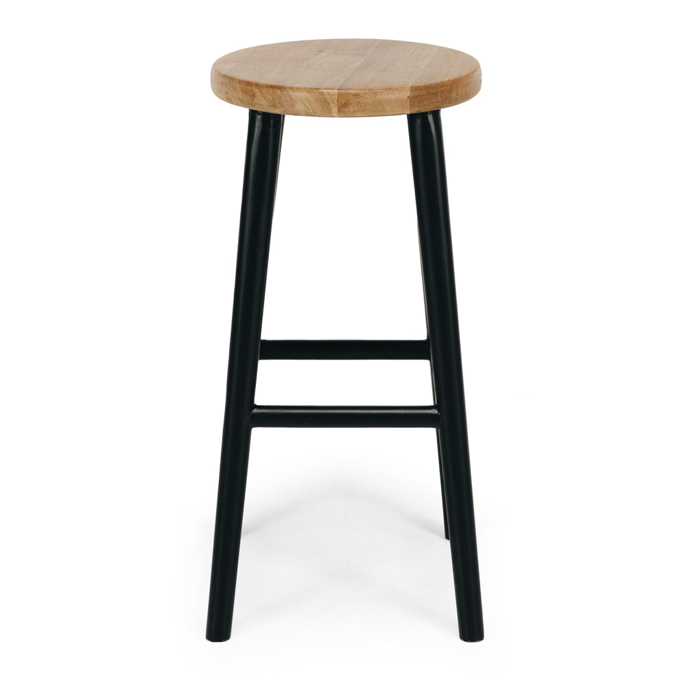 
                      
                        Rye Oak Bar Stool in rustic black with a round seat and streamlined silhouette, ideal for compact spaces and everyday comfort.
                      
                    