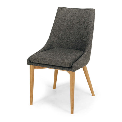 Anthracite Eva upholstered dining chair, angled front view on a white background