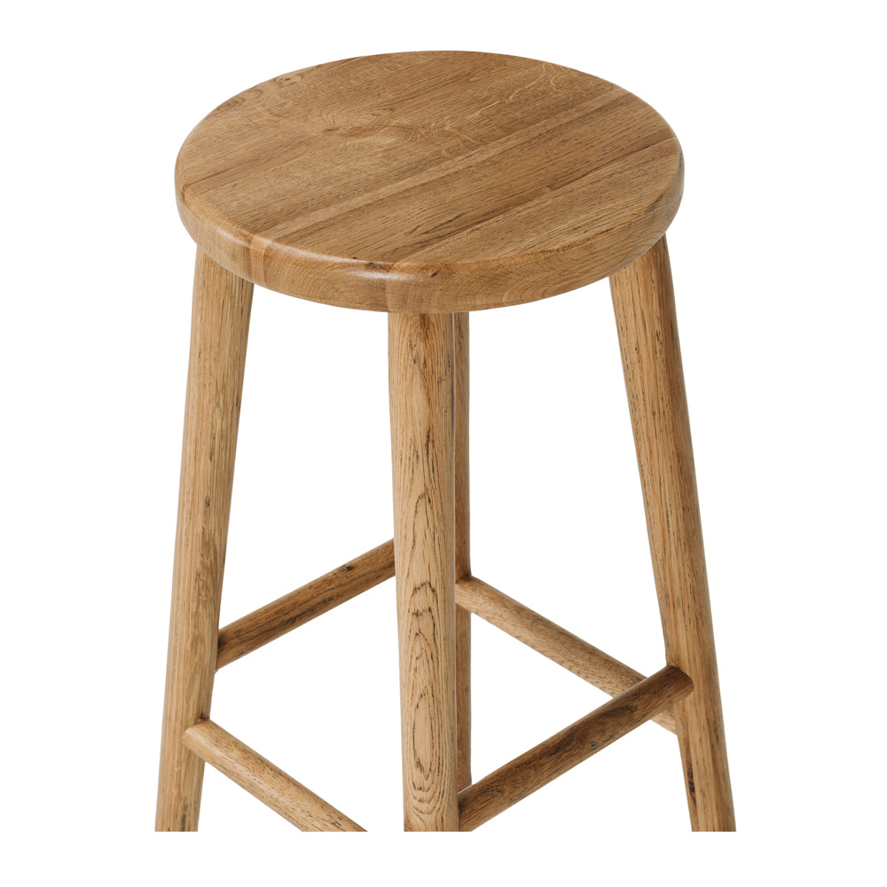 
                      
                        Rye Bar Stool in natural oak with round seat and sturdy legs, perfect for compact spaces and everyday comfort.
                      
                    