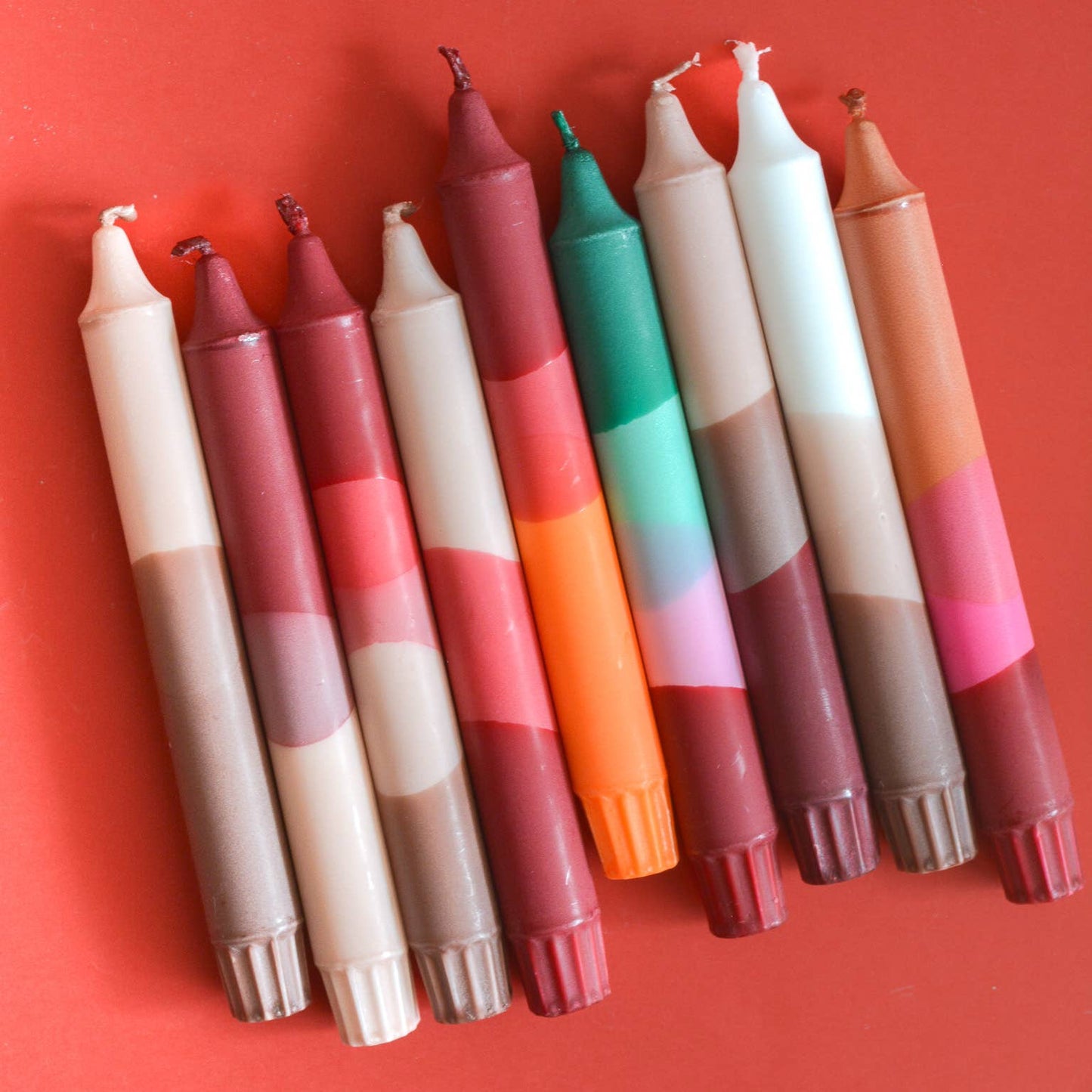 Taper Candles - Burgundy, Beige, & Brown