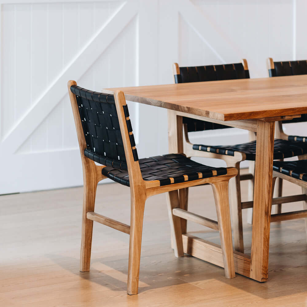 Indo Woven Leather Dining Chair Black | Furniture by Design