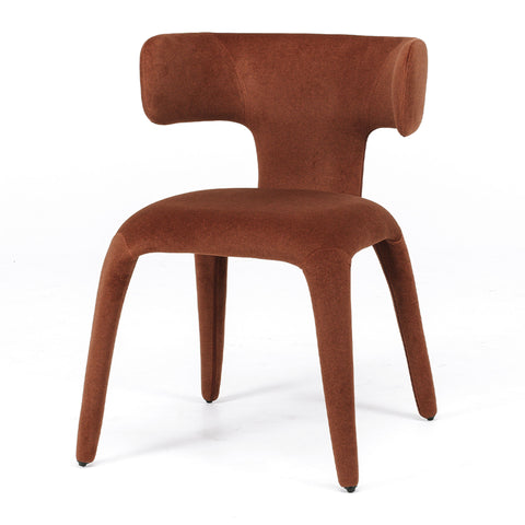 Be-til Juice burnt sienna upholstered dining chair, angled front view