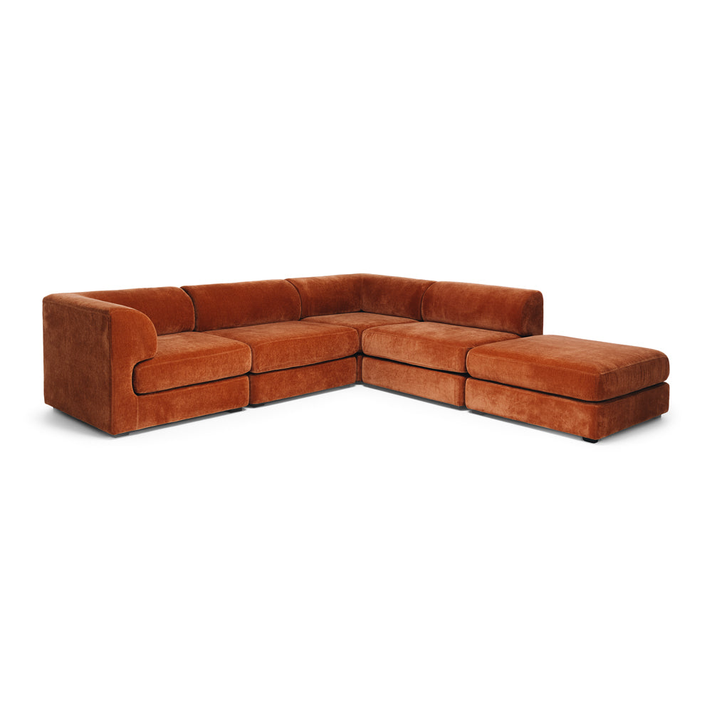 Harmony 4 Seater Modular Cnr Chaise RHF Rust