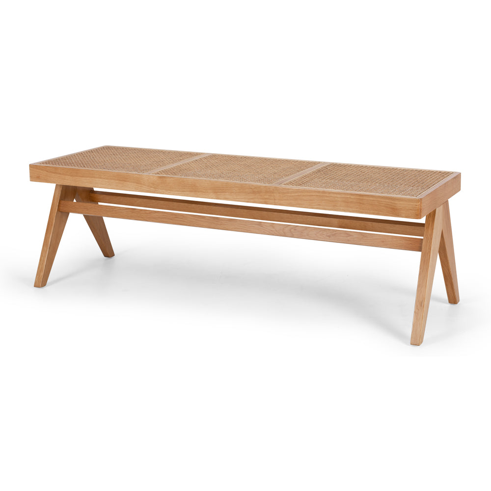 
                      
                        Palma Bench - Minimalist design in solid oak, featuring a natural rattan seat for stylish and sturdy seating. Japandi style furniture.
                      
                    