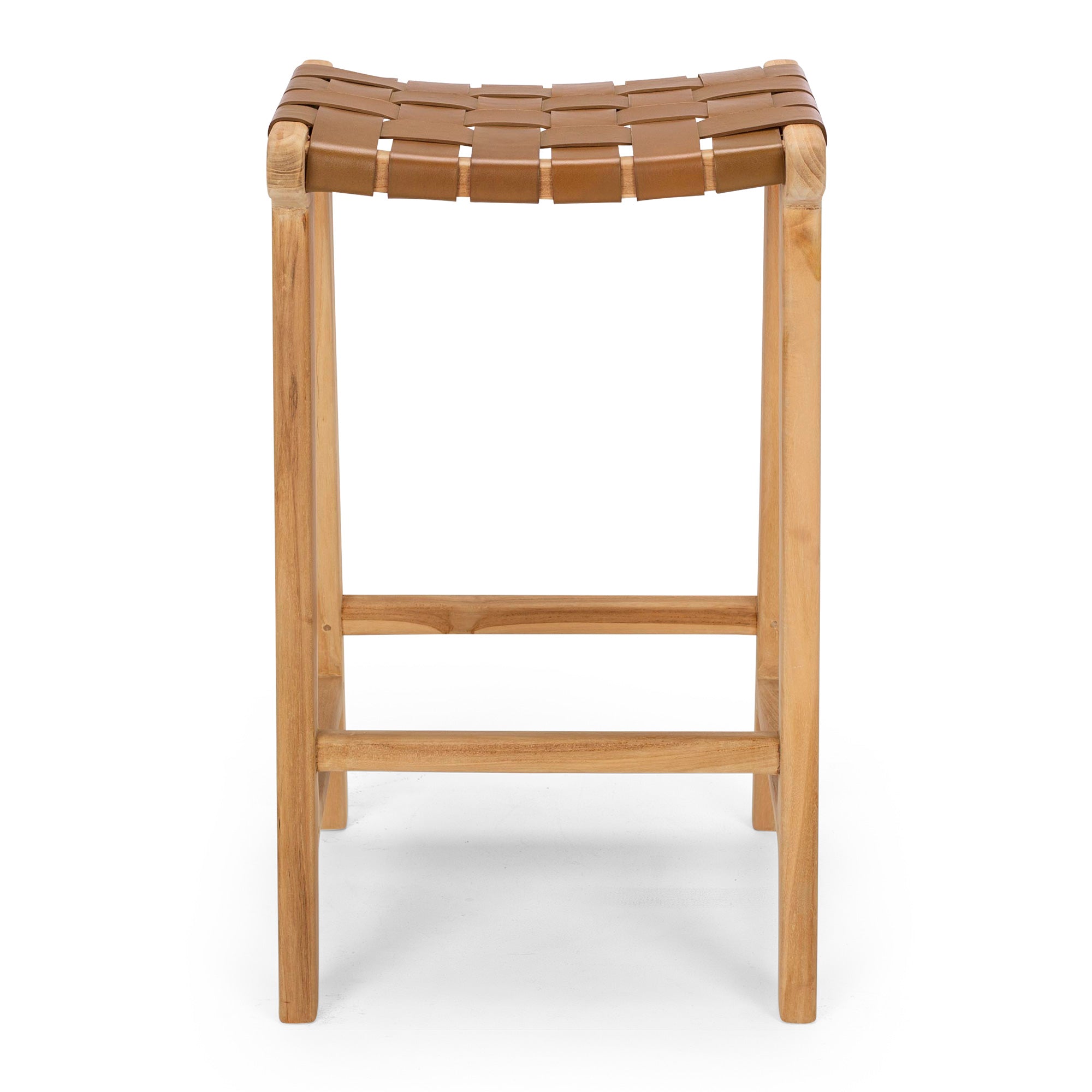 本革スツール～Woven leather stool～ Leather Woven Bar Stool - Saddle - Saffron + Poe