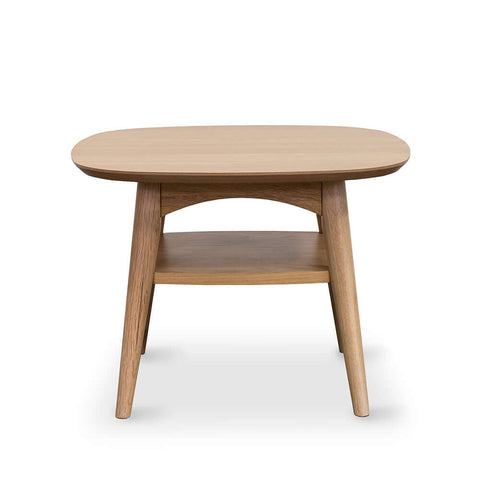 Oslo oak lamp table with shelf, angled front view