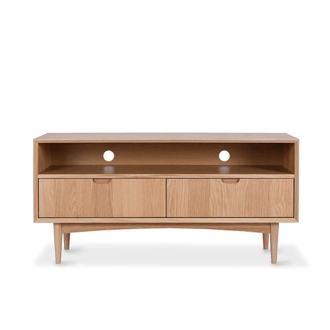 Oslo oak TV unit, angled front view