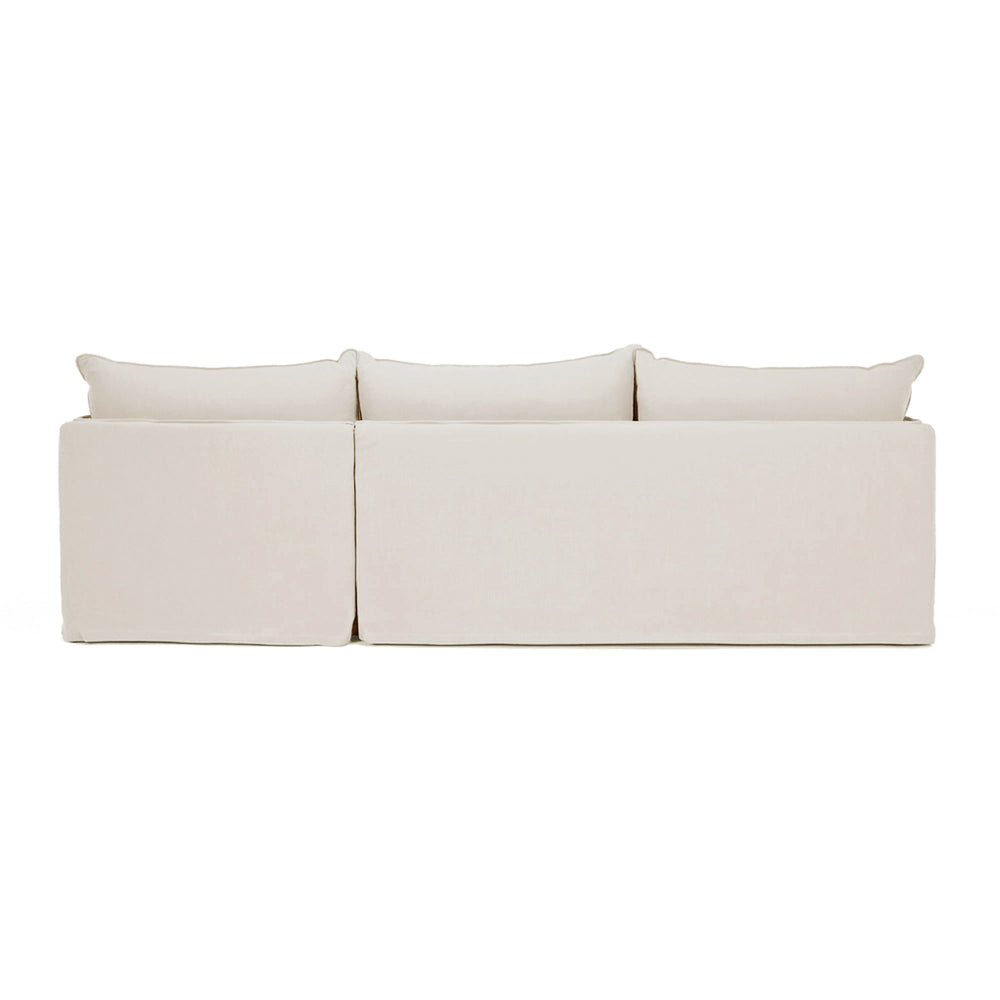 HAMILTON 3 Seater Chaise Slipcover Sofa - Oatmeal (RHF)