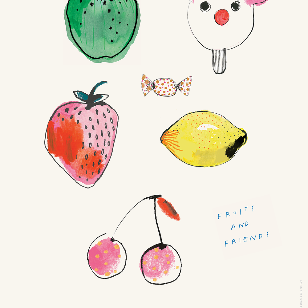 Fruits and Friends White Frame 50x70CM