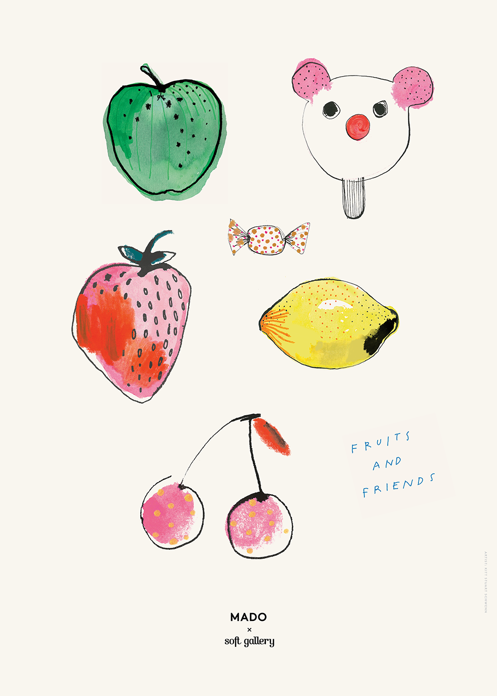 Fruits and Friends White Frame 50x70CM