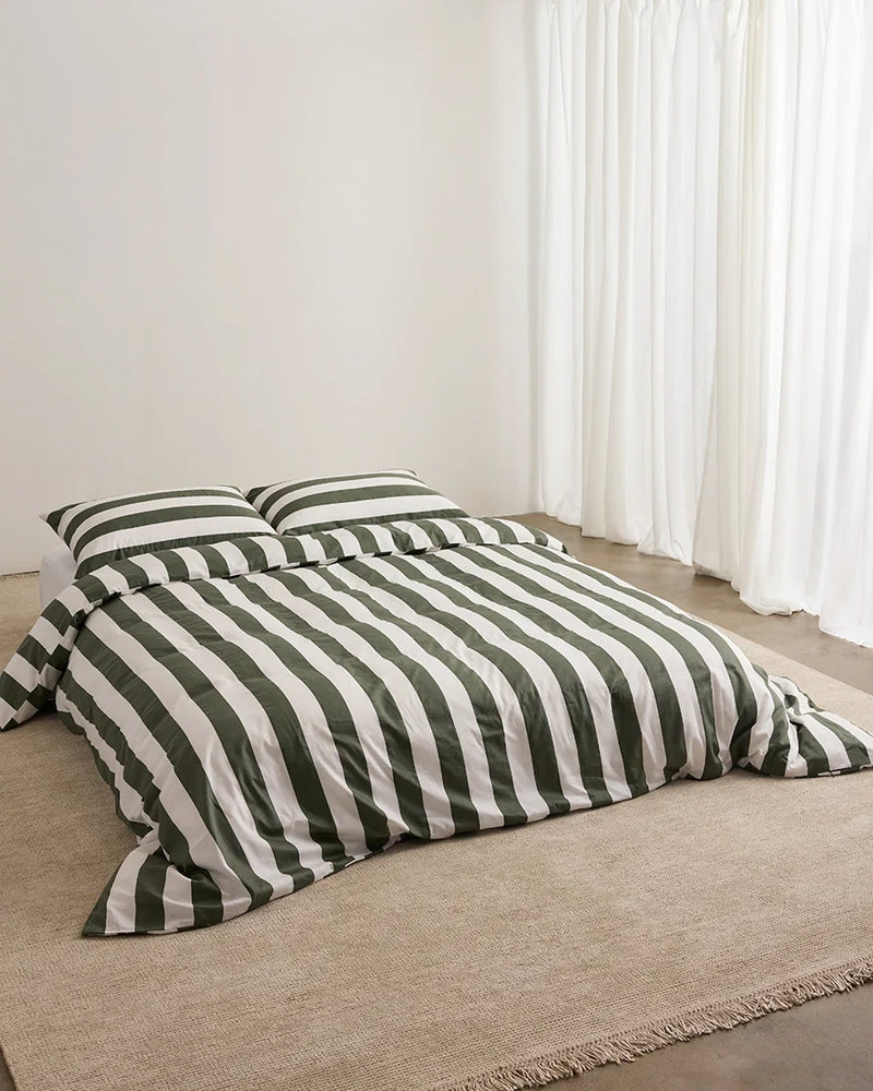 Organic Cotton Duvet - Matcha Stripes