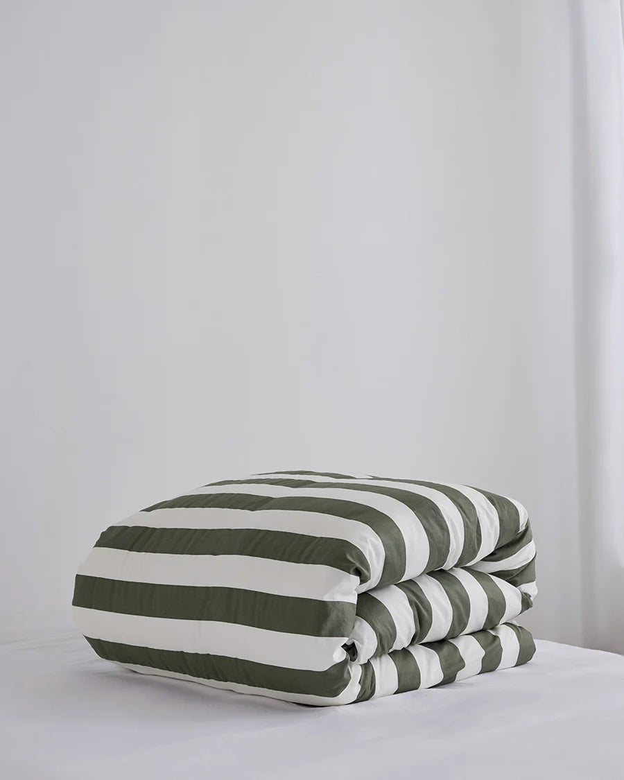 Organic Cotton Duvet - Matcha Stripes