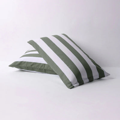 Organic Cotton Pillowcase Pair - Matcha Stripes