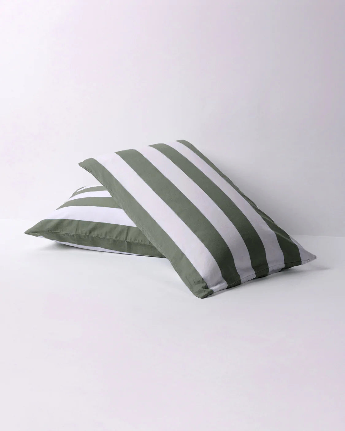 Organic Cotton Pillowcase Pair - Matcha Stripes