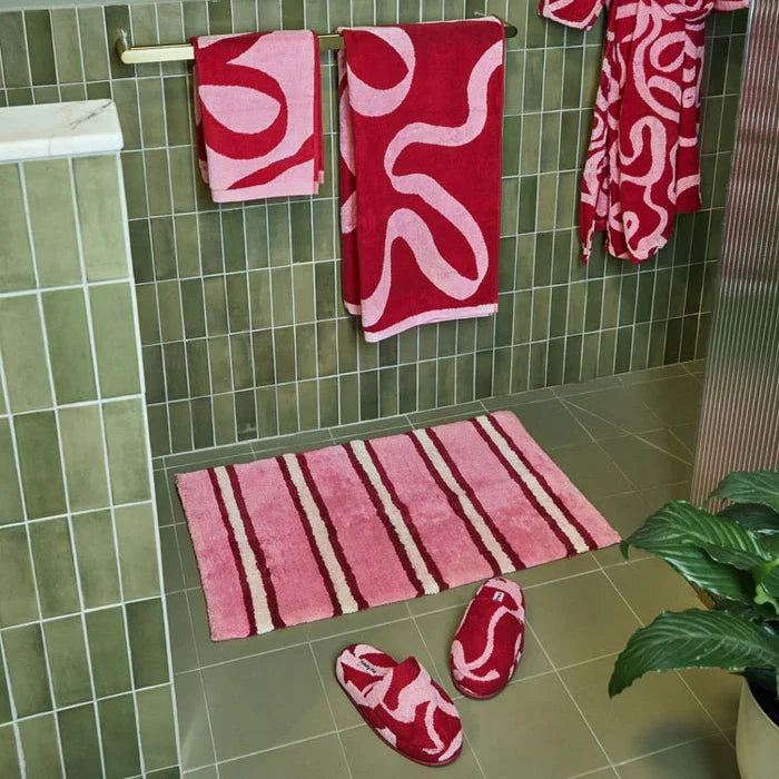 Bath Mat - Raspberry Stripe