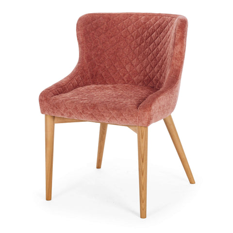 Paris dining chair in Amber Rose with diamond-stitched upholstery and oak legs