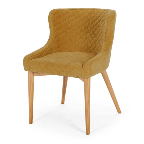 Paris dining chair in Honey Gold with diamond-stitched upholstery and oak legs