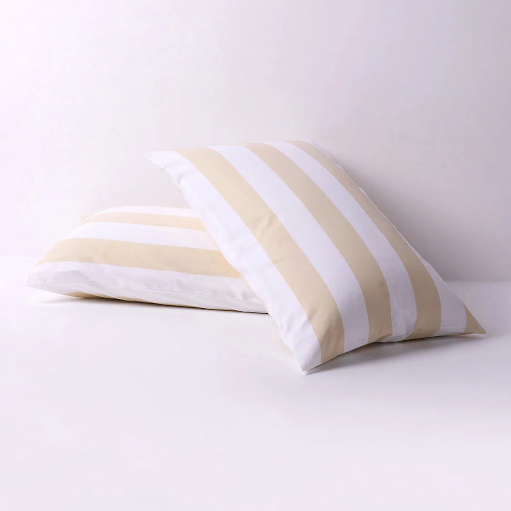 Organic Cotton Pillowcase Pair - Biscotti Stripes