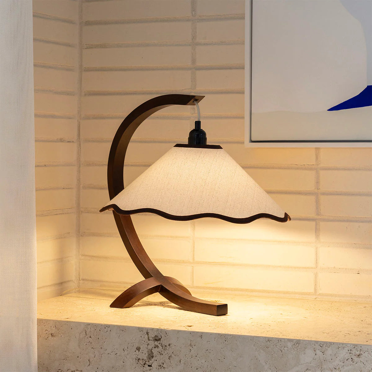 Kira Table Lamp - Walnut & Cream-FurniturebyDesign.