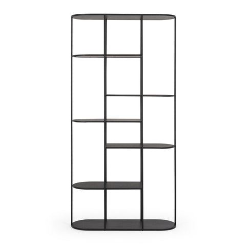 Deco black oak and metal bookcase, product view