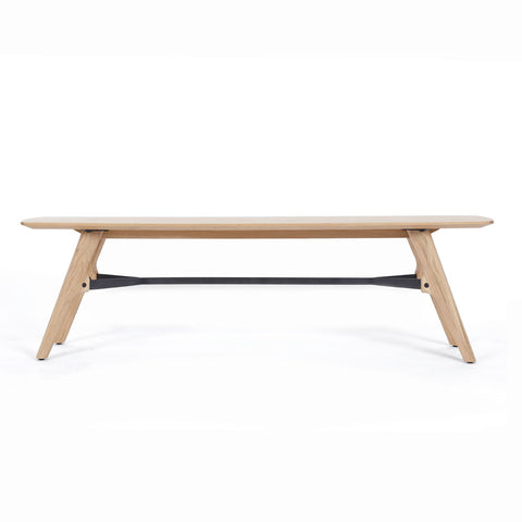 Flow oak dining bench, front view