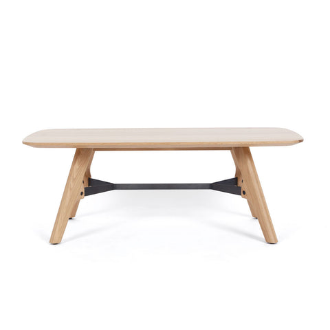 Flow oak coffee table, front angled view