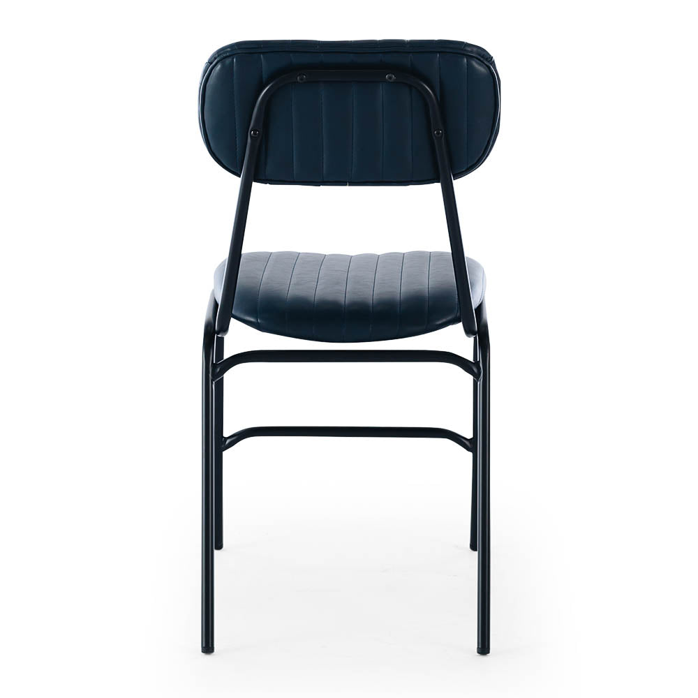 
                      
                        Back view of the Datsun Chair in Blue with retro stitching, showcasing its industrial and vintage style design.
                      
                    