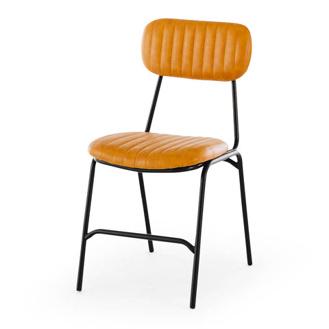 Camel Datsun dining chair on white background, angled view