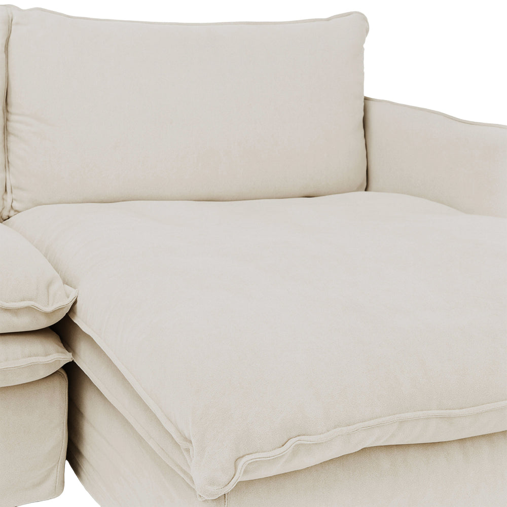HAMILTON 3 Seater Chaise Slipcover Sofa - Oatmeal (RHF)