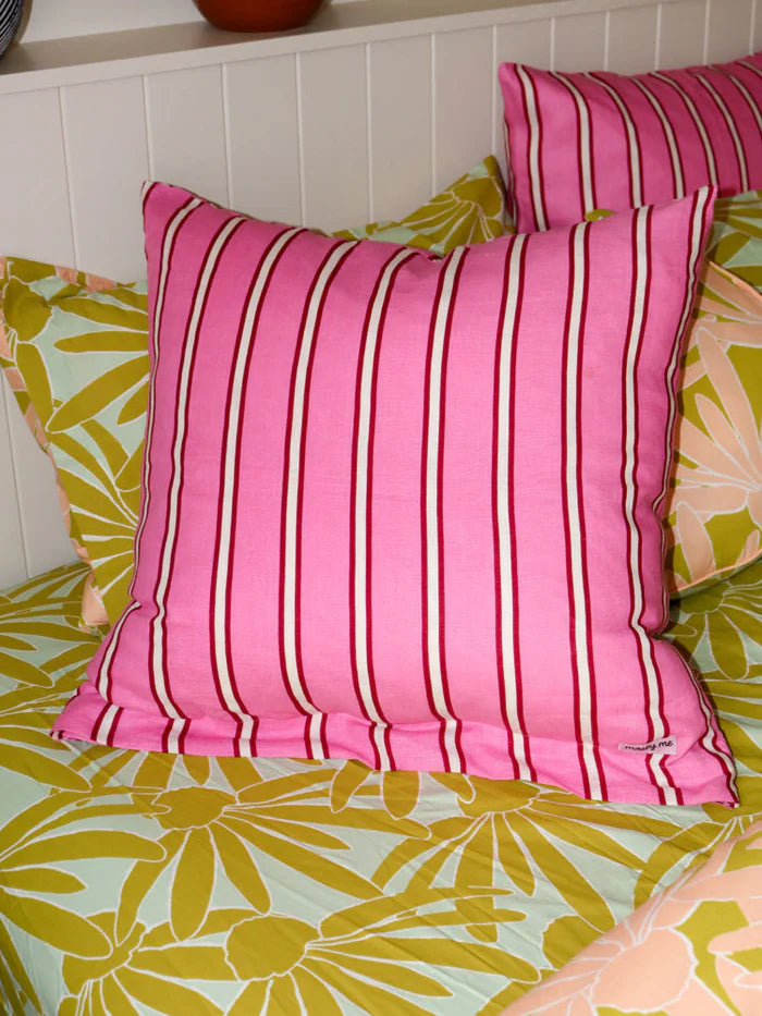 Raspberry Stripe Euro Pillowcase Set