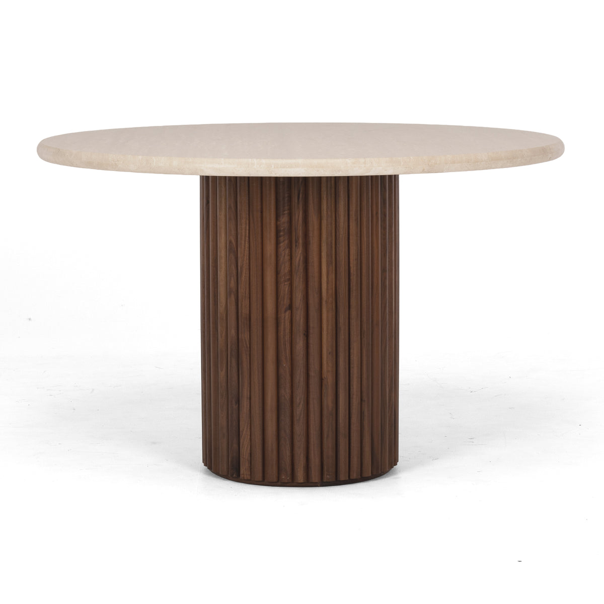 Table Rho Rho Travertine & Walnut Dining Table | Round Dining Table NZ