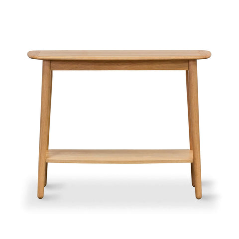 Rotterdam oak console table with shelf, product view