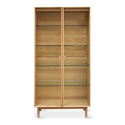 Rotterdam oak glass display cabinet, product view