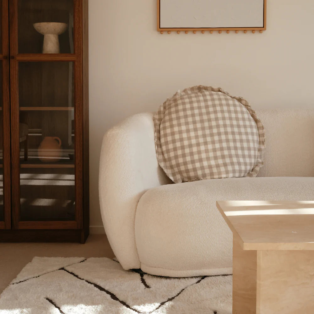 
                      
                        Flax Linen Round Feather Filled Cushion - Gingham
                      
                    