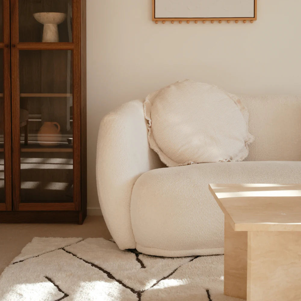 Flax Linen Round Feather Filled Cushion - Sand