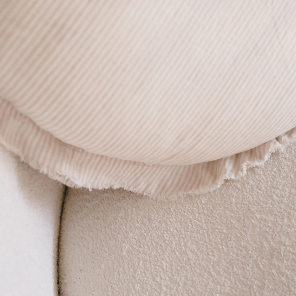 Flax Linen Round Feather Filled Cushion - Sand