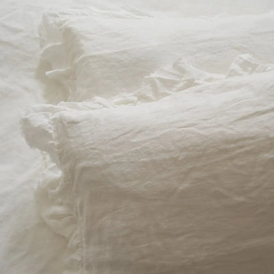 French Flax Ruffle Pillowcases-FurniturebyDesign.
